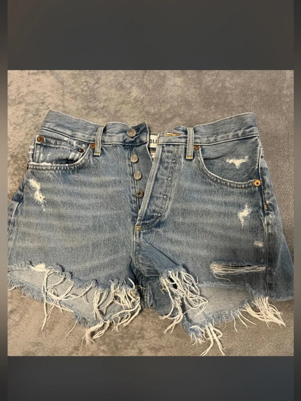 Agolde 24 Parker long shorts swapmeet Americana Distressed Jean Shorts